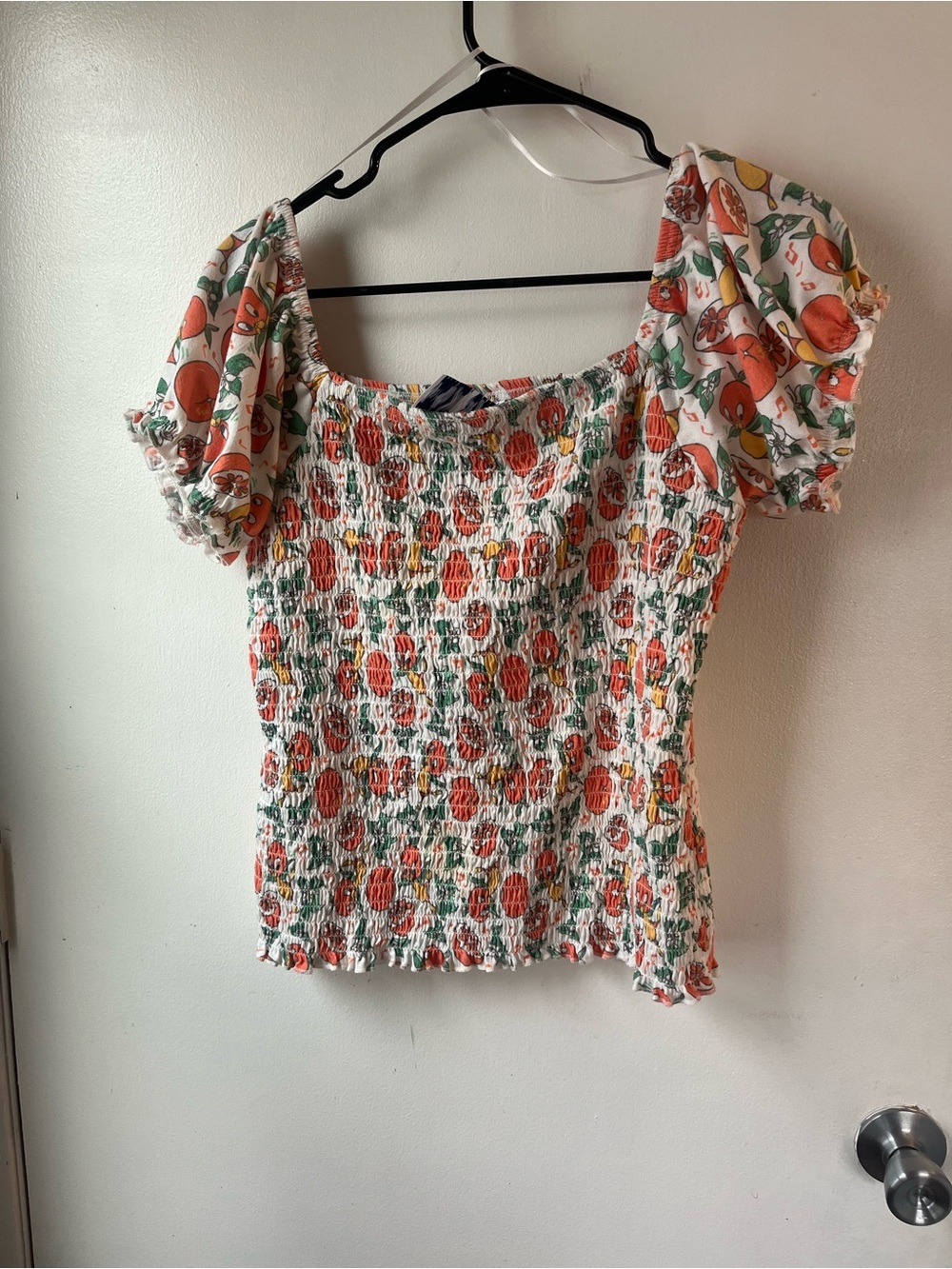 Disney World Vault Collection Orange Bird Smocked Puff Sleeve Top Women’s XL
